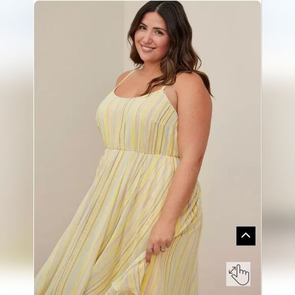 Torrid Yellow Striped Chiffon Midi Dress Size 6X - Picture 3 of 15